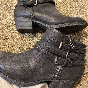 Studded strapped ankle booties